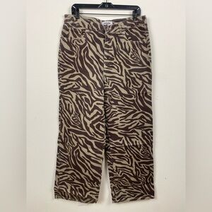 RSQ Womens Zebra Print Wide-leg High-waisted Jeans